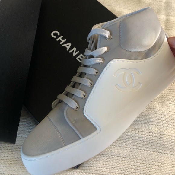 CHANEL | Shoes | Chanel Velvet And Calfskin High Tops | Poshmark